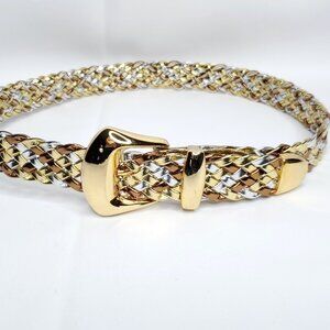 Womens Metallic Braided Belt Vintage Day Lor Silver Gold Bronze Tone Vintage